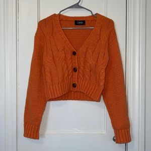 Orange Cropped Cardigan